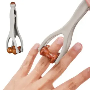 rolo de massagem para dedos em madeira