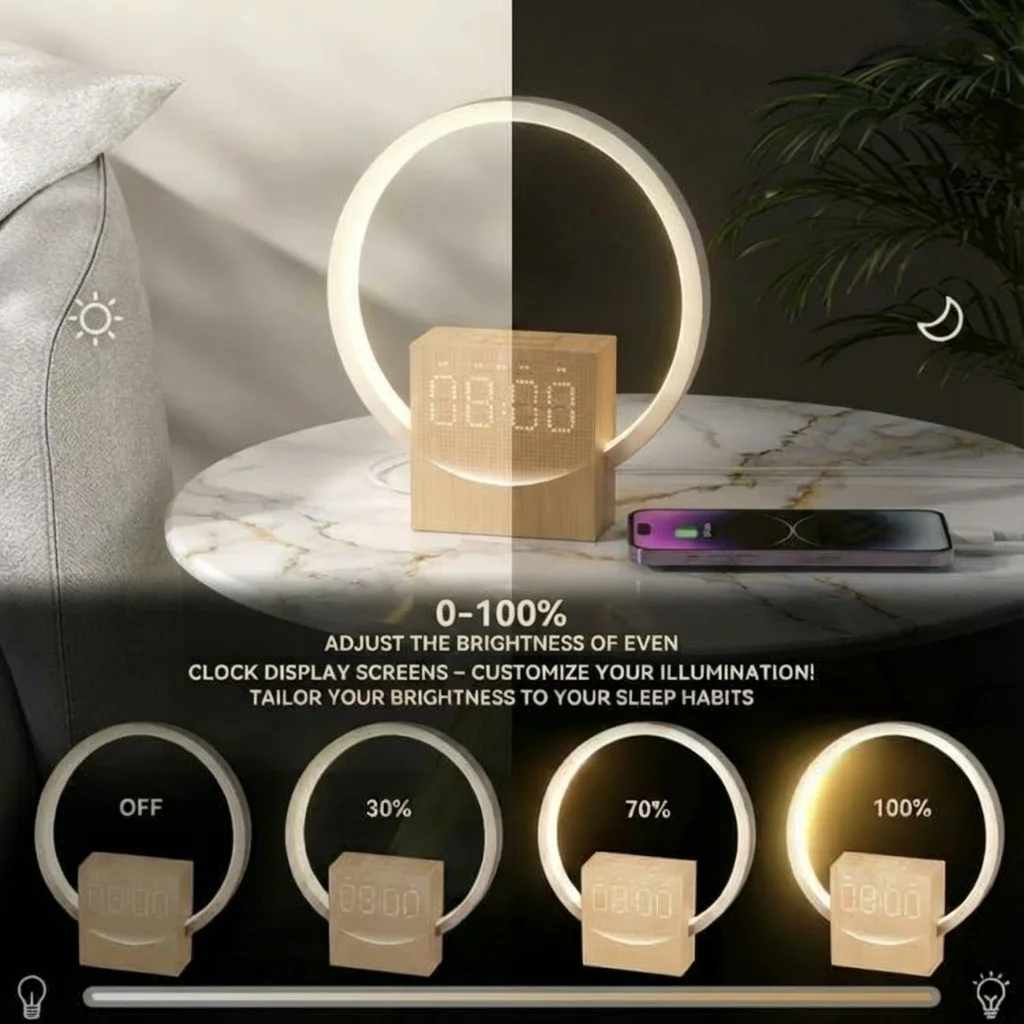 Despertador Digital Simulação Amanhecer Alto-falante Bluetooth - Imagem 3