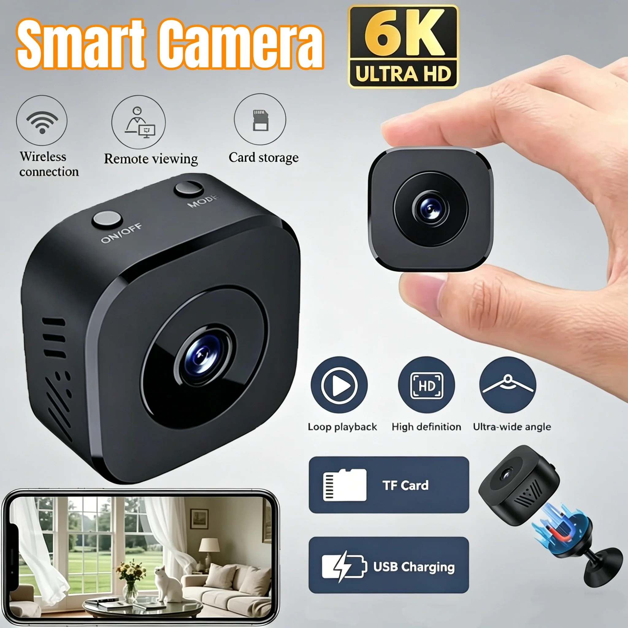 Mini Câmera de Segurança WiFi 4K Full HD com Áudio Bidirecional - Imagem 2