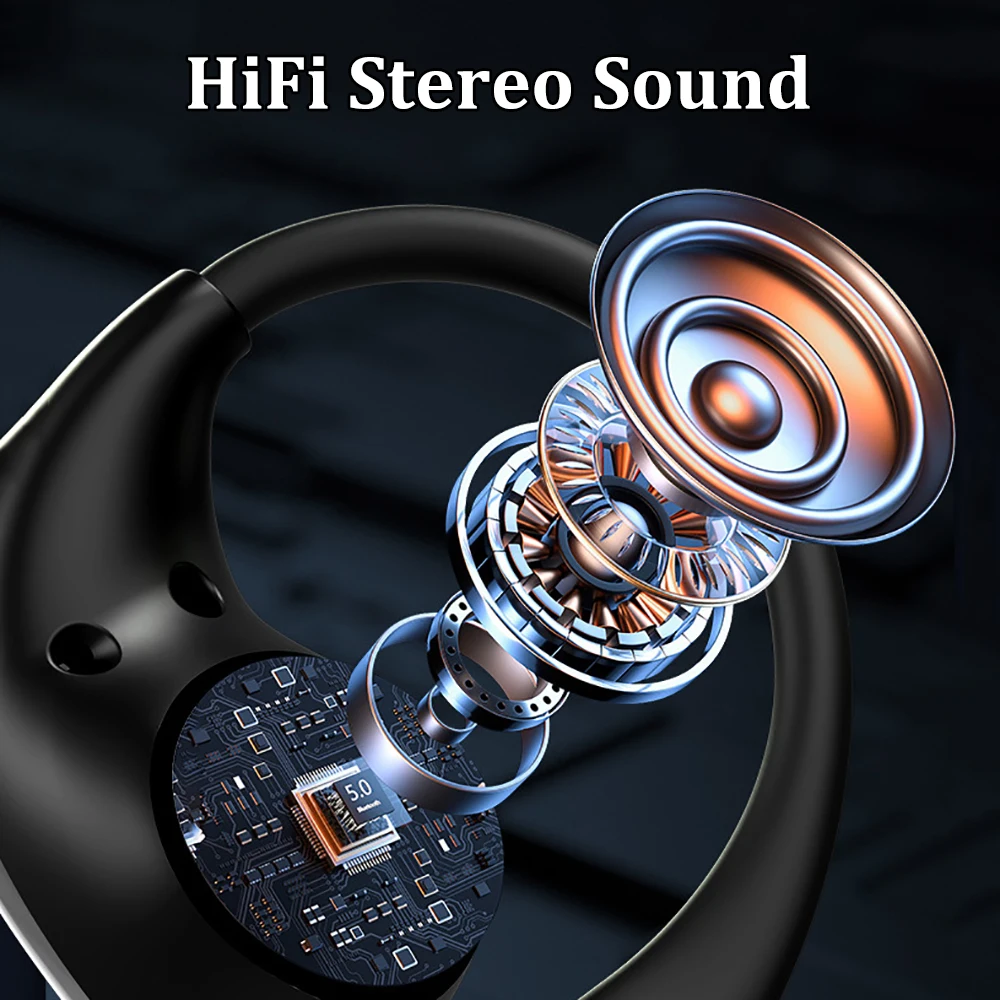 Fone de Ouvido Bluetooth 5.4 Gancho de Orelha TWS Som HiFi Vermelho - Imagem 6