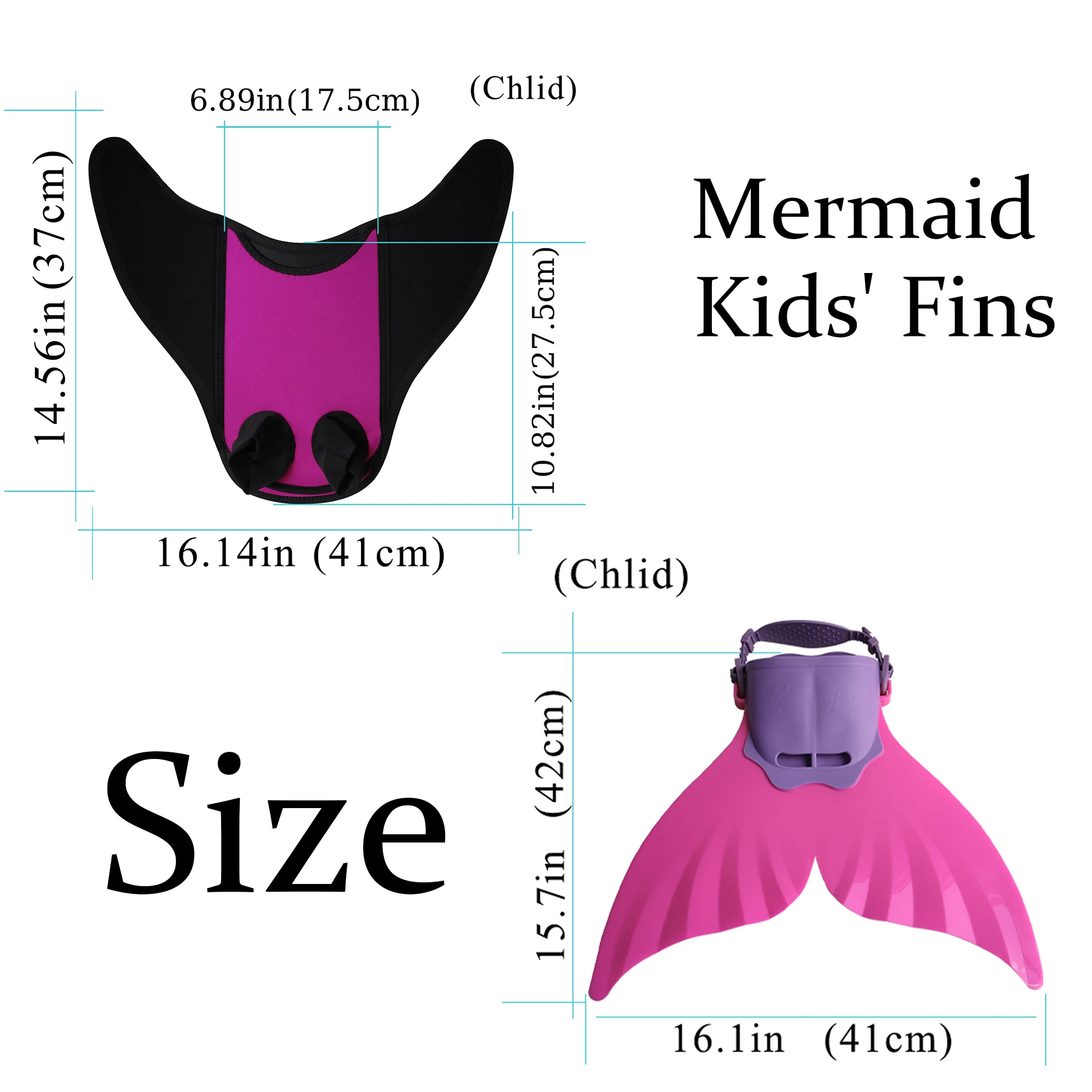 Nadadeira de Sereia Infantil Monofin Ajustável Branca - Imagem 6