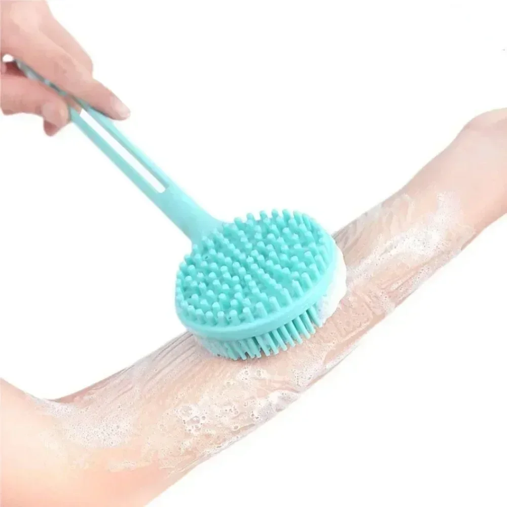 Escova de banho dupla face de silicone cabo longo - Imagem 2