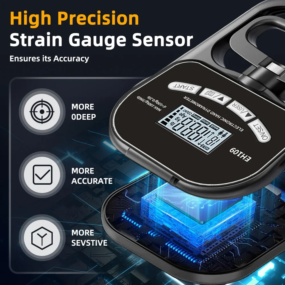 Testador Força Aperto Dinamômetro Digital Portátil 120kg USB - Imagem 6