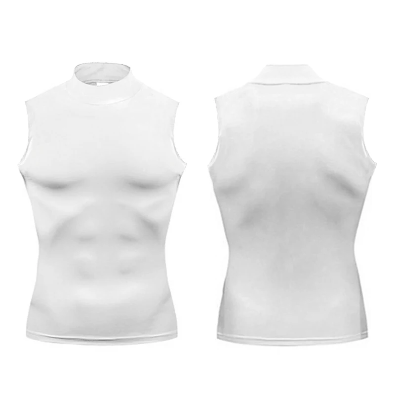 Camisa Compressão Masculina Gola Alta Sem Manga Esporte Fitness - Imagem 3