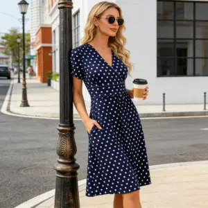 vestido feminino casual bolinhas