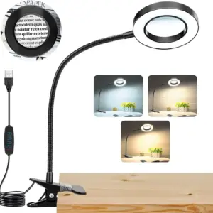 luminária de mesa com lupa led 5x