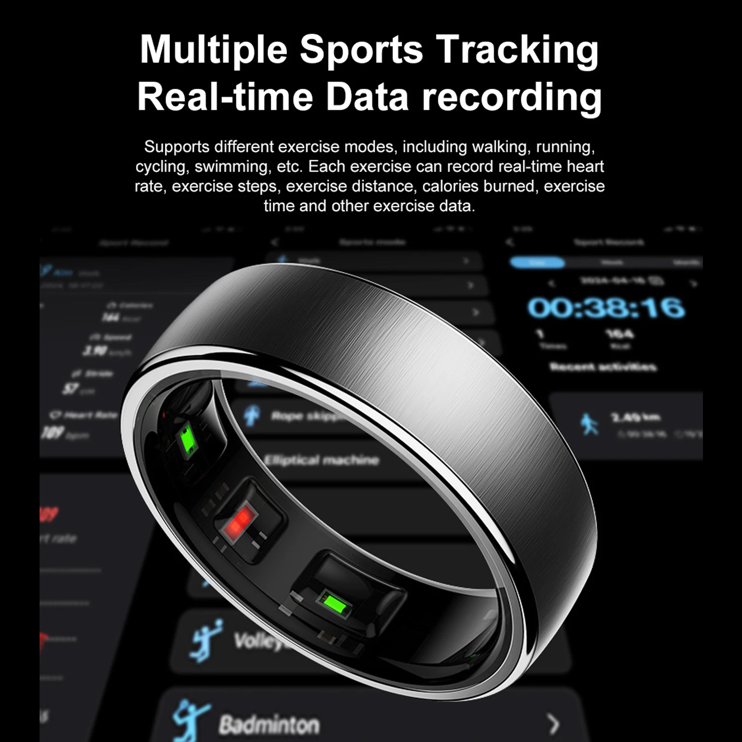 Uhoofit R10 Anel Inteligente Monitoramento Frequência Cardíaca Sono - Imagem 3