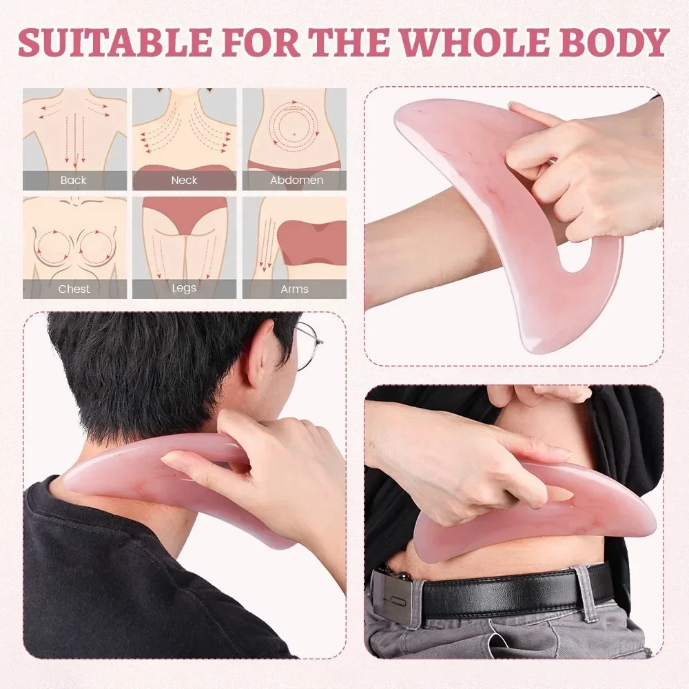 Gua Sha Raspagem Corporal Ferramenta de Massagem Resina Vermelho - Imagem 5