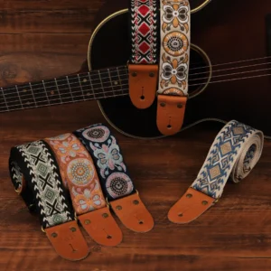 correia de guitarra bordada ajustável