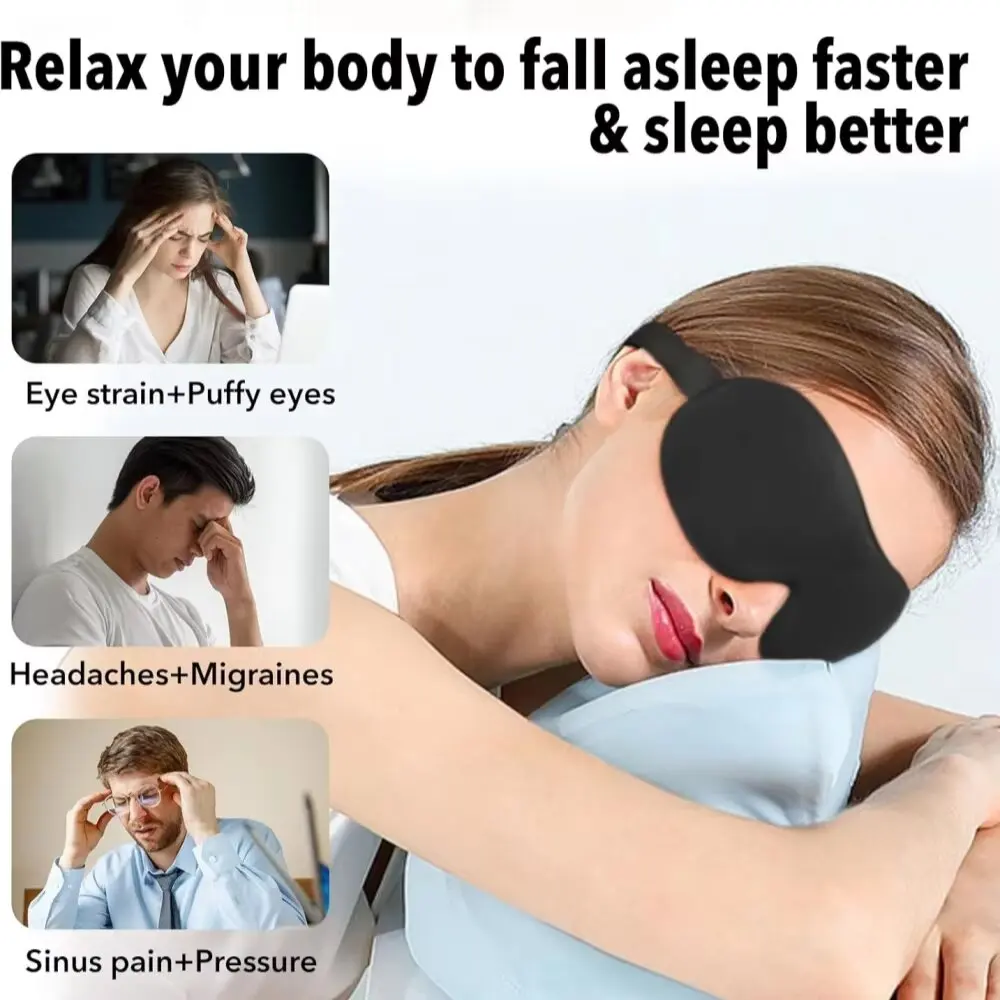 Máscara de Dormir 3D Espuma Viscoelástica Macia Preta - Imagem 3