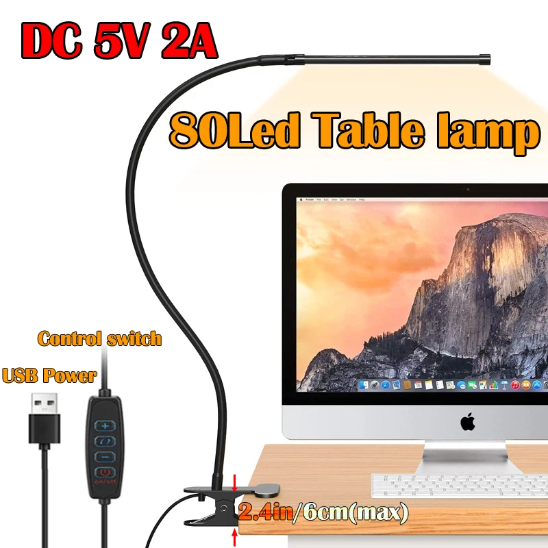 luminária de mesa led com clipe usb