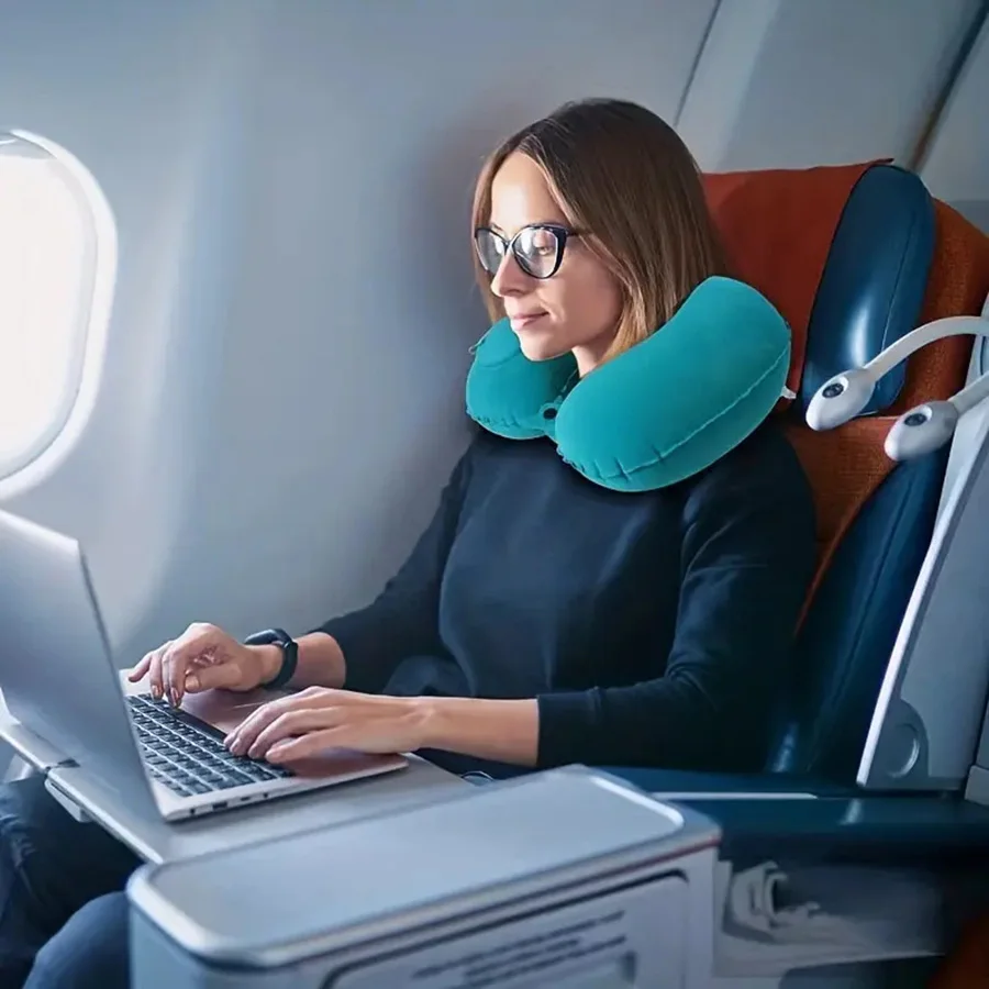 Travesseiro de pescoço inflável portátil para viagens - Imagem 2