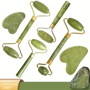 rolo massageador facial de jade gua sha