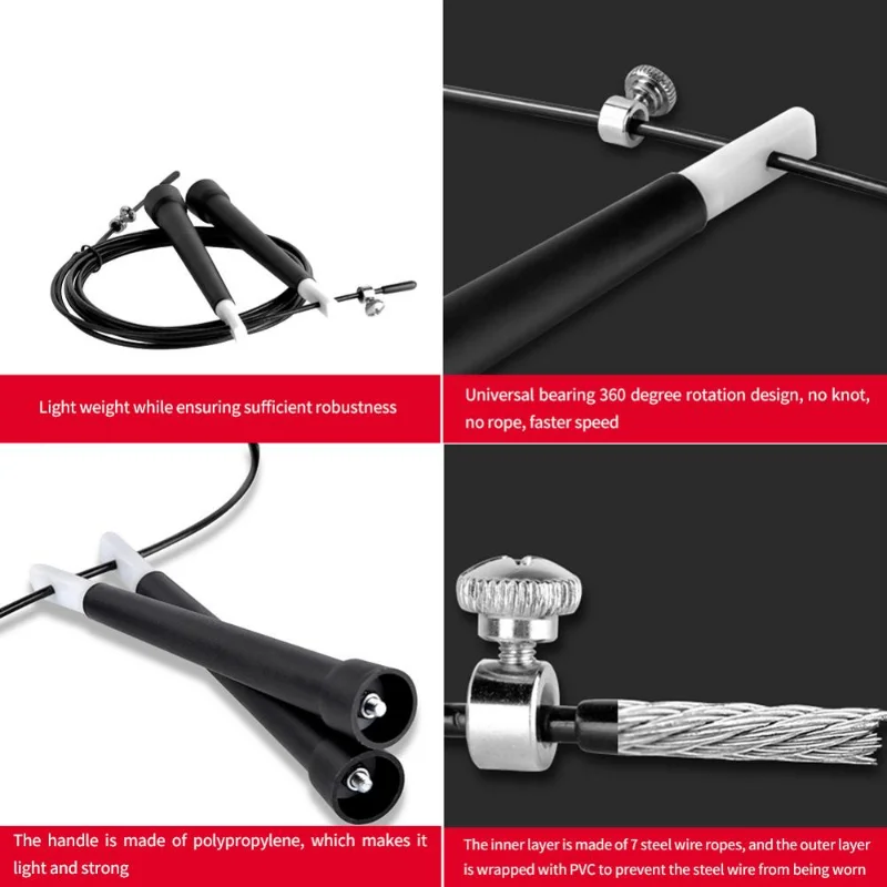 Corda de Pular Ajustável Fio de Aço PVC para Exercícios - Imagem 2