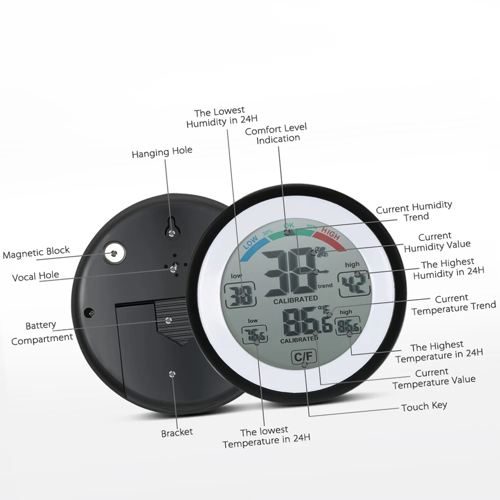 Medidor de Umidade e Temperatura Digital Preto - Imagem 3