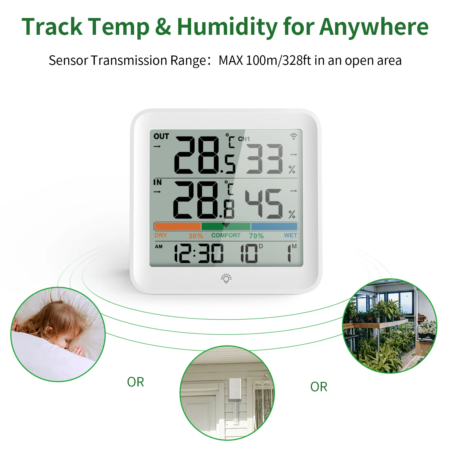 Termo-Higrômetro Digital Sem Fio LCD para Ambiente Doméstico - Imagem 5
