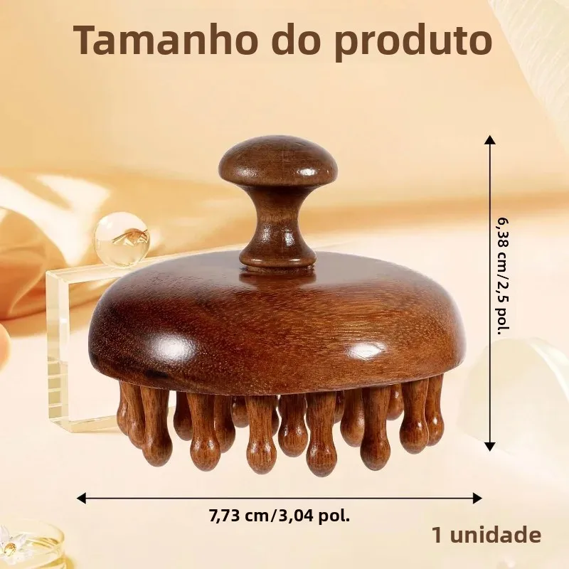 Pente de Massagem para Couro Cabeludo Sândalo Natural - Imagem 6