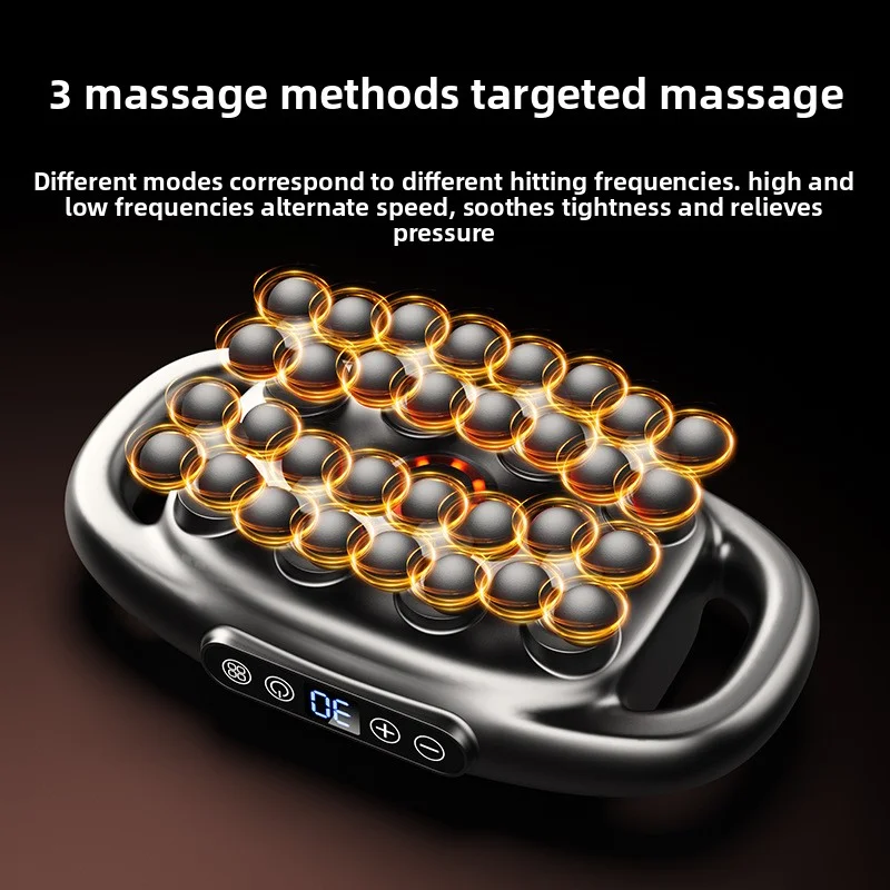 Pistola Massageadora Muscular 32 Cabeças Vibração Luz Vermelha - Imagem 6