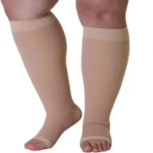 meia de compressão open toe plus size