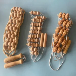 rolo de massagem de madeira retrátil
